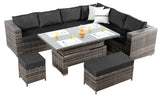 8 Seat Modern Design Outdoor Wicker Rattan Outdoor Patio Furniture Adjustable Height Coffee Table