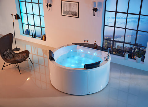 Jacuzzi With Wood Stove, Bathtub With Massages and LED Rgb Lighting,  Hottub, Wood Bathtub, Plunge Pool, Fiberglass Hot Tub 