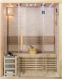 2 Person Canadian Hemlock Glass Front Indoor Swedish Wet Dry Traditional Steam Sauna SPA 4.5KW