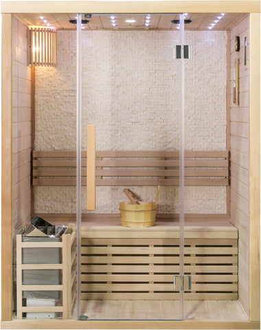2 Person Canadian Hemlock Glass Front Indoor Swedish Wet Dry Traditional Steam Sauna SPA 4.5KW