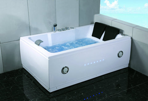 2 Person Indoor Whirlpool Jetted Bath Tub Spa Hydrotherapy Massage Bathtub 051A White w/ Bluetooth