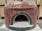 XL 46" Custom Mosaic Red Tile Brick Wood Fired Pizza Oven with Stainless Door + Vent