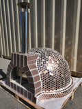 Large 44" Custom Copper Mosaic Tile Brick Wood Fired Pizza Oven with Stainless Door + Vent