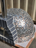 Large 44" Custom Mosaic Metallic Tile Brick Wood Fired Pizza Oven with Stainless Door + Vent