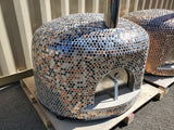 XL 46" Custom Mosaic Metallic Tile Brick Wood Fired Pizza Oven with Stainless Door + Vent