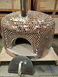 XL 46" Custom Mosaic Copper Tile Brick Wood Fired Pizza Oven with Stainless Door + Vent