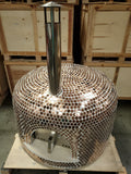 XL 46" Custom Mosaic Copper Tile Brick Wood Fired Pizza Oven with Stainless Door + Vent