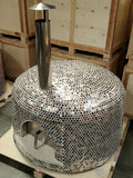 XL 46" Custom Mosaic Metallic Tile Brick Wood Fired Pizza Oven with Stainless Door + Vent