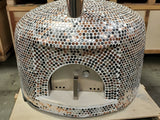 XL 46" Custom Mosaic Metallic Tile Brick Wood Fired Pizza Oven with Stainless Door + Vent