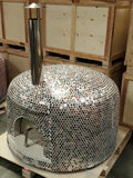 XL 46" Custom Mosaic Metallic Tile Brick Wood Fired Pizza Oven with Stainless Door + Vent