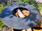 CORTEN Steel Outdoor Wood / Charcoal BBQ Grill Kitchen Fire Pit + Cutting Board