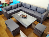 8 Seat Modern Design Outdoor Wicker Rattan Outdoor Patio Furniture Adjustable Height Coffee Table