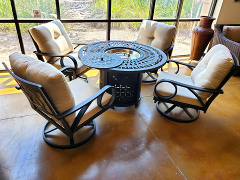 Aluminum patio furniture hotsell with fire pit