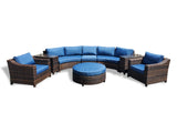 New XL Size 8 Piece Modern Curved Outdoor Wicker / Rattan Patio Furniture Set + Ottoman