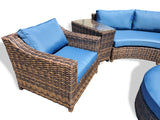 New XL Size 8 Piece Modern Curved Outdoor Wicker / Rattan Patio Furniture Set + Ottoman