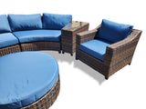 New XL Size 8 Piece Modern Curved Outdoor Wicker / Rattan Patio Furniture Set + Ottoman