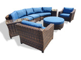New XL Size 8 Piece Modern Curved Outdoor Wicker / Rattan Patio Furniture Set + Ottoman