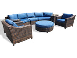 New XL Size 8 Piece Modern Curved Outdoor Wicker / Rattan Patio Furniture Set + Ottoman