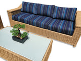 New 4 Piece Outdoor Wicker Garden Patio Set with 6" Cushions  SUNBRELLA Stanton Lagoon