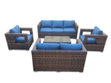 5 Piece Modern Design Wicker Rattan Conversation Outdoor Patio Furniture Set Fully Assembled