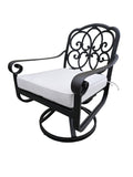 New 7 Piece Cast Aluminum Outdoor Patio Double Fire Pit Dining Table Set Antique Bronze Sunbrella Cushions Upgrade