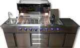 3 in 1 Stainless Steel Outdoor BBQ Kitchen Island Grill Combo Propane LPG w/ Sink