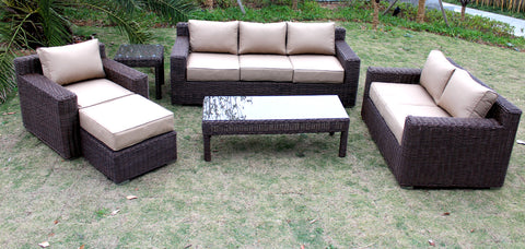 Big Sur Full Round Weave 6 Piece Outdoor Wicker Patio Furniture Set