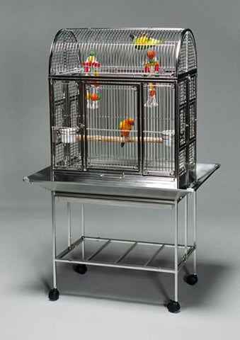 Indoor / Outdoor 39" x 29" x 67" #304 Stainless Steel Dometop Bird / Parrot Cage + Seed Catcher