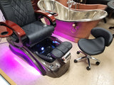Salon Shiatsu Massage Pedicure Foot Spa Chair w/ Pipeless Tub Basin Tub (BLACK CHAIR)