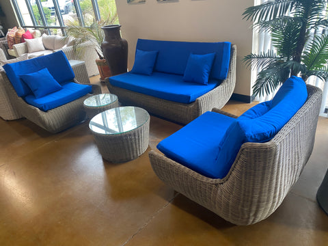 Blue wicker patio 2025 furniture