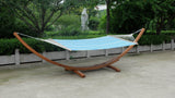 NEW Solid Wood Wooden Arc Hammock Stand + Quilted Double Wide Wood Day Bed Hammock