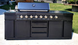 Black Stainless Steel Outdoor BBQ Kitchen Island Combo Grill Propane LPG + Sink 96,000 BTU