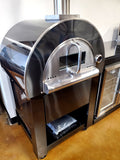3 Piece Black Stainless Steel Outdoor BBQ Kitchen Grill Island w/ Refrigerator Sink Pizza Oven
