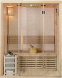 2 Person Canadian Hemlock Glass Front Indoor Swedish Wet Dry Traditional Steam Sauna SPA 4.5KW