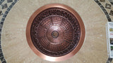 14” Scrolling Leaf Design Round Copper Bathroom Sink