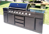 Black Stainless Steel Outdoor BBQ Kitchen Island Combo Grill Propane LPG + Sink 96,000 BTU