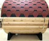 Canadian Red Cedar Outdoor Wet Dry Traditional Steam 6' Barrel Sauna w/ Roof 9KW Harvia Heater
