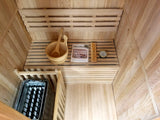 1-2 Person Canadian Hemlock Traditional Wet / Dry Swedish Steam Sauna SPA Indoor 6KW Heater Upgrade 200F Degrees