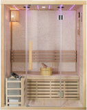 2 Person Canadian Hemlock Glass Front Indoor Swedish Wet Dry Traditional Steam Sauna SPA 4.5KW