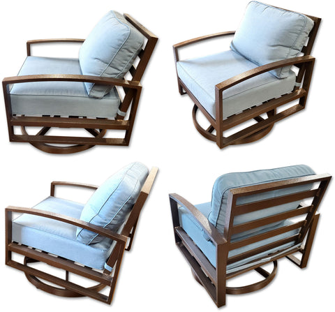 4 Units Aluminum Frame Swivel Rocker Outdoor Patio Furniture Chair Brown or Grey Frame