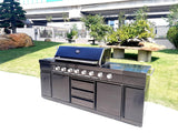 Black Stainless Steel Outdoor BBQ Kitchen Island Combo Grill Propane LPG + Sink 96,000 BTU