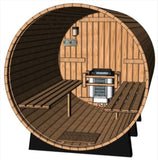 Large 6-8 Person 8' Canadian Red Cedar Barrel Outdoor Wet Dry Swedish Sauna with Porch 9KW Heater