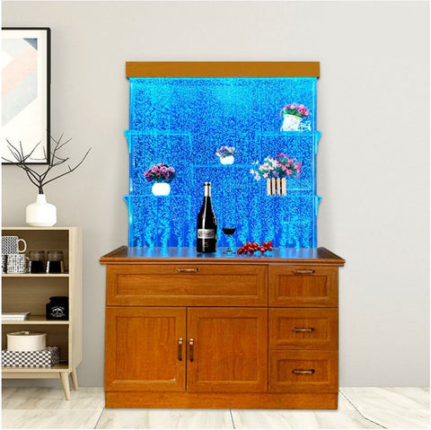 Modern Full Color LED Bubble Panel Wall with Display Cabinet Salon Desk + Shelving