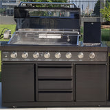 4 Piece Island BBQ Outdoor Grill Black Stainless Steel with Refrigerator, Sink, and L-Shape