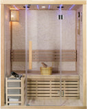 2 Person Canadian Hemlock Glass Front Indoor Swedish Wet Dry Traditional Steam Sauna SPA 4.5KW