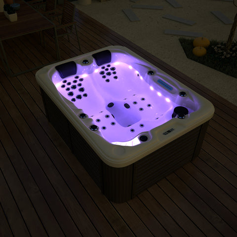 Jacuzzi With Wood Stove, Bathtub With Massages and LED Rgb Lighting,  Hottub, Wood Bathtub, Plunge Pool, Fiberglass Hot Tub 