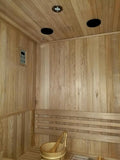 1-2 Person Canadian Hemlock Traditional Wet / Dry Swedish Steam Sauna SPA Indoor 6KW Heater Upgrade 200F Degrees