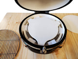 Large 21" Ceramic Egg Kamado BBQ Grill Smoker w/ Wood Table Pizza Stone