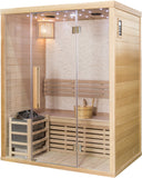 2 Person Canadian Hemlock Glass Front Indoor Swedish Wet Dry Traditional Steam Sauna SPA 4.5KW