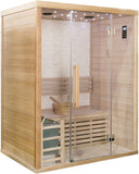 2 Person Canadian Hemlock Glass Front Indoor Swedish Wet Dry Traditional Steam Sauna SPA 4.5KW